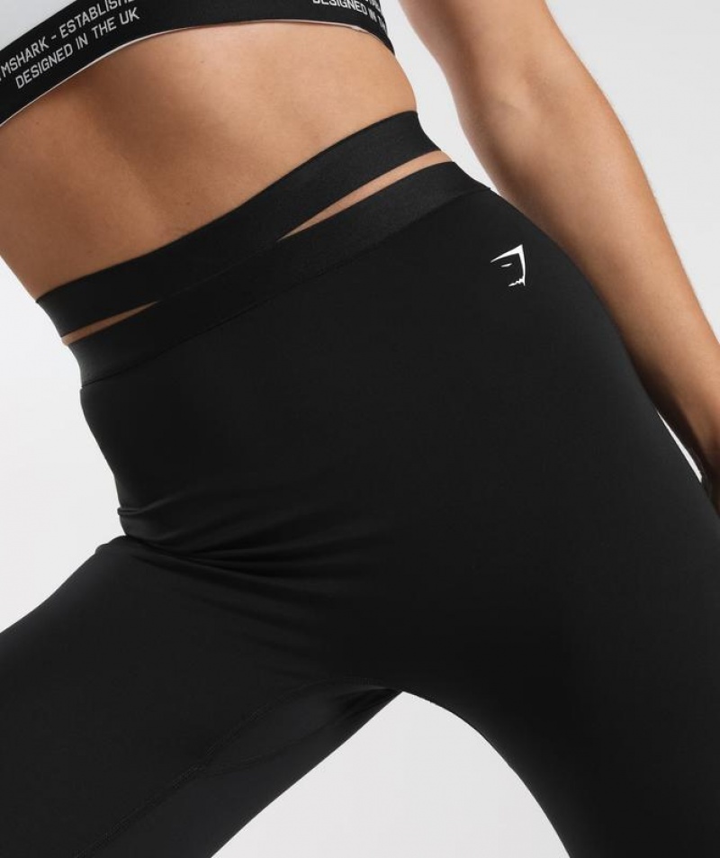 Leggins Gymshark Tiras Waistband Leggings Negras | RUOGE1690