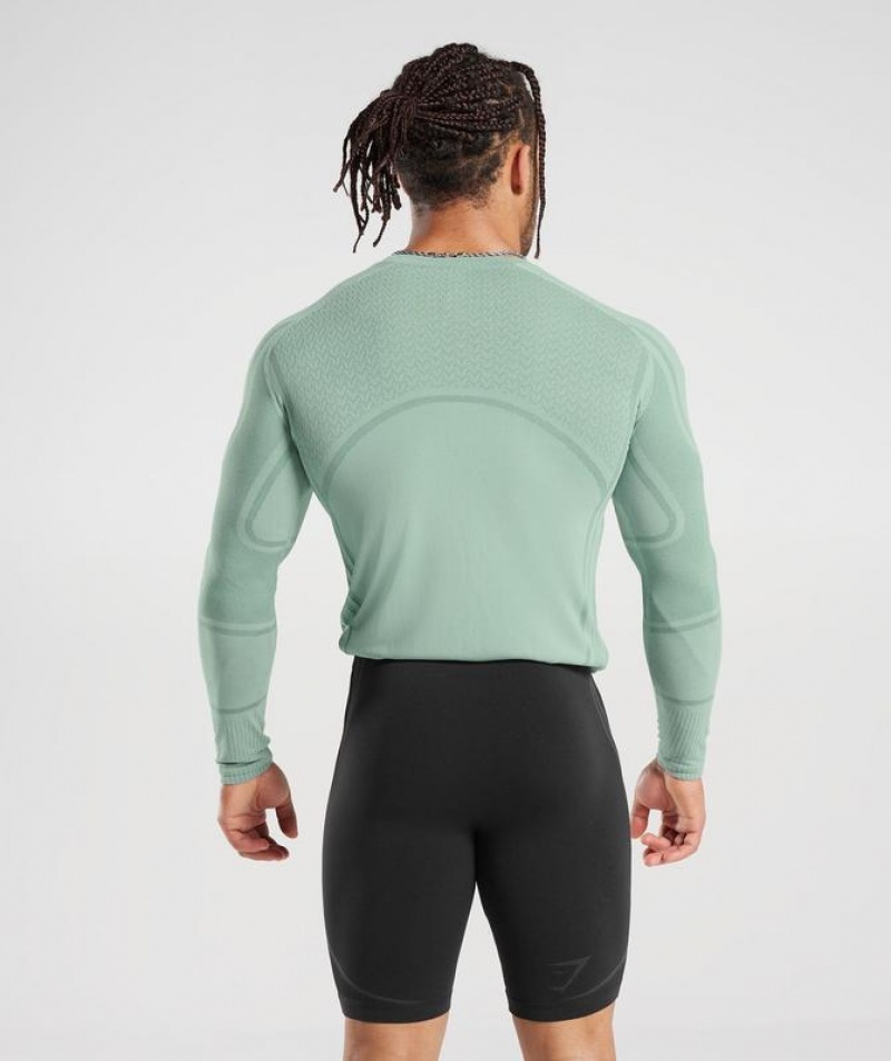 Long Sleeve Top Gymshark 315 Seamless Long Sleeve T-Shirt Frost Teal/Ink Teal | RVGWQ0694