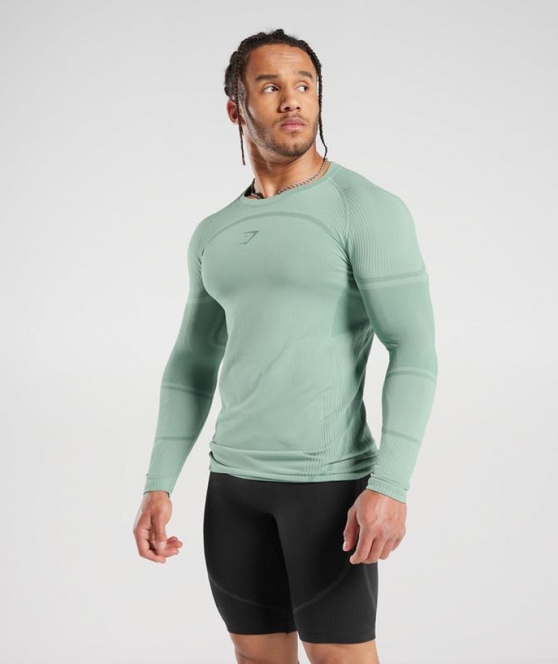 Long Sleeve Top Gymshark 315 Seamless Long Sleeve T-Shirt Frost Teal/Ink Teal | RVGWQ0694