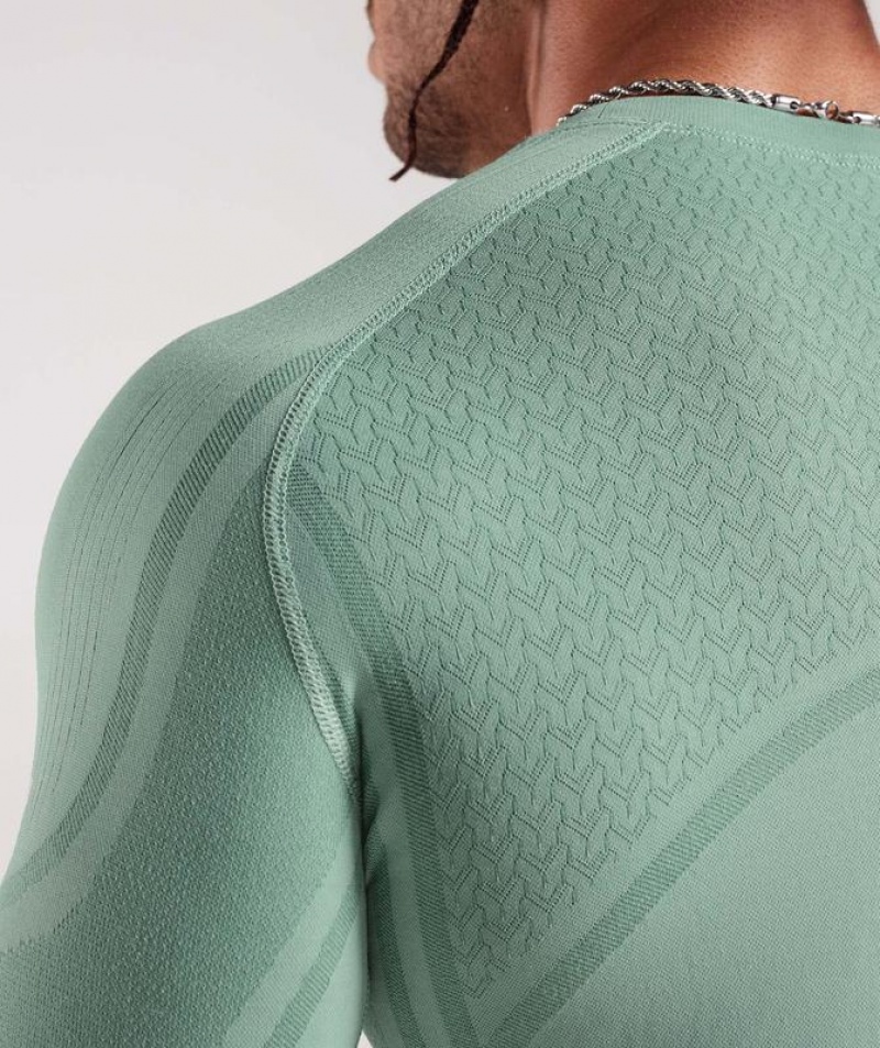 Long Sleeve Top Gymshark 315 Seamless Long Sleeve T-Shirt Frost Teal/Ink Teal | RVGWQ0694