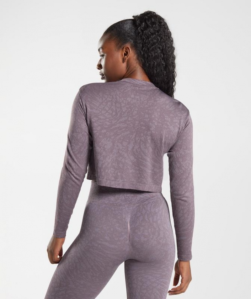 Long Sleeve Top Gymshark Adapt Animal Seamless Long Sleeve Top Wild | Musk Lilac | AYREH1745