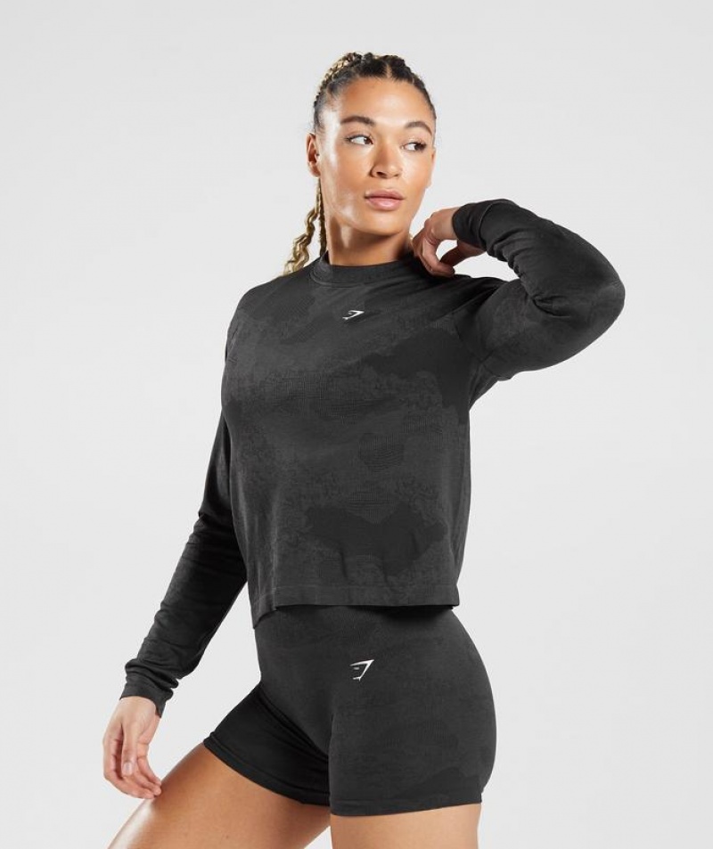 Long Sleeve Top Gymshark Adapt Camo Seamless Long Sleeve Top Negras | OKEYI0317