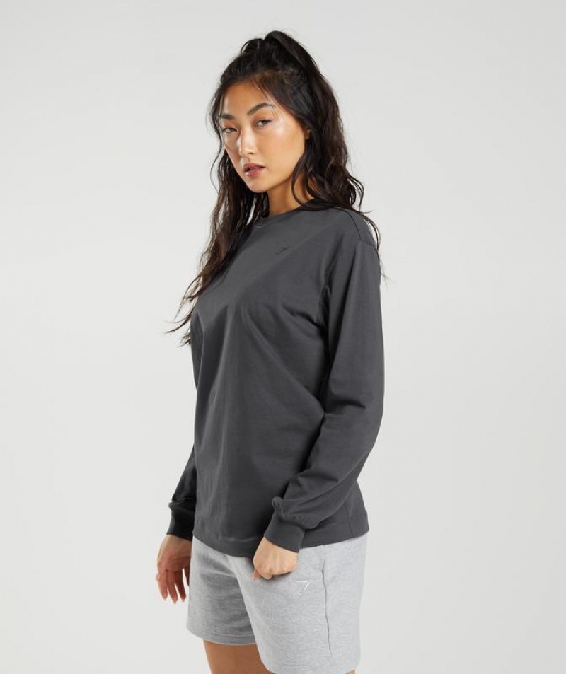 Long Sleeve Top Gymshark Algodon Oversized Long Sleeve Top Gris | CSXPA5721