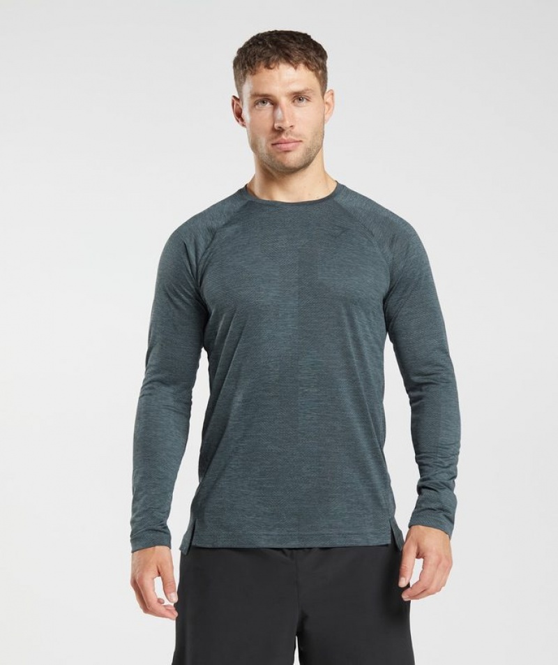 Long Sleeve Top Gymshark Apex Long Sleeve T-Shirt Smokey Teal/Darkest Teal | PTLSM9345