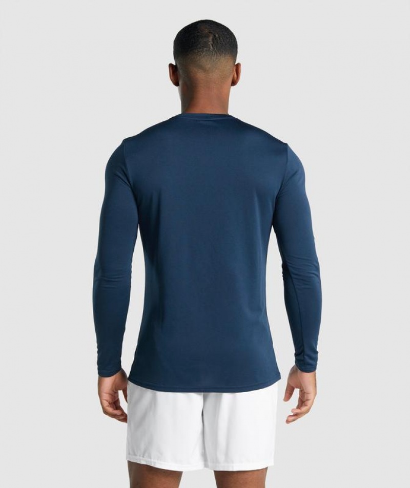 Long Sleeve Top Gymshark Arrival Long Sleeve Estampadas T-Shirt Azul Marino | LBXFS2635