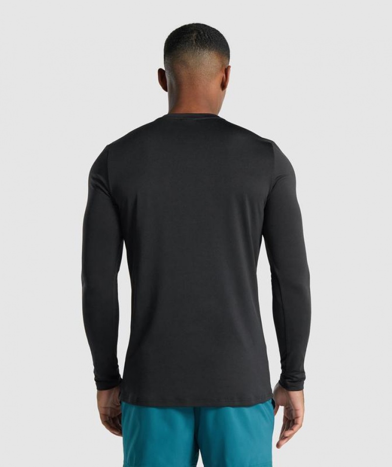 Long Sleeve Top Gymshark Arrival Long Sleeve Estampadas T-Shirt Negras | RBJTV2056