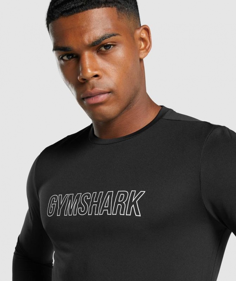 Long Sleeve Top Gymshark Arrival Long Sleeve Estampadas T-Shirt Negras | RBJTV2056