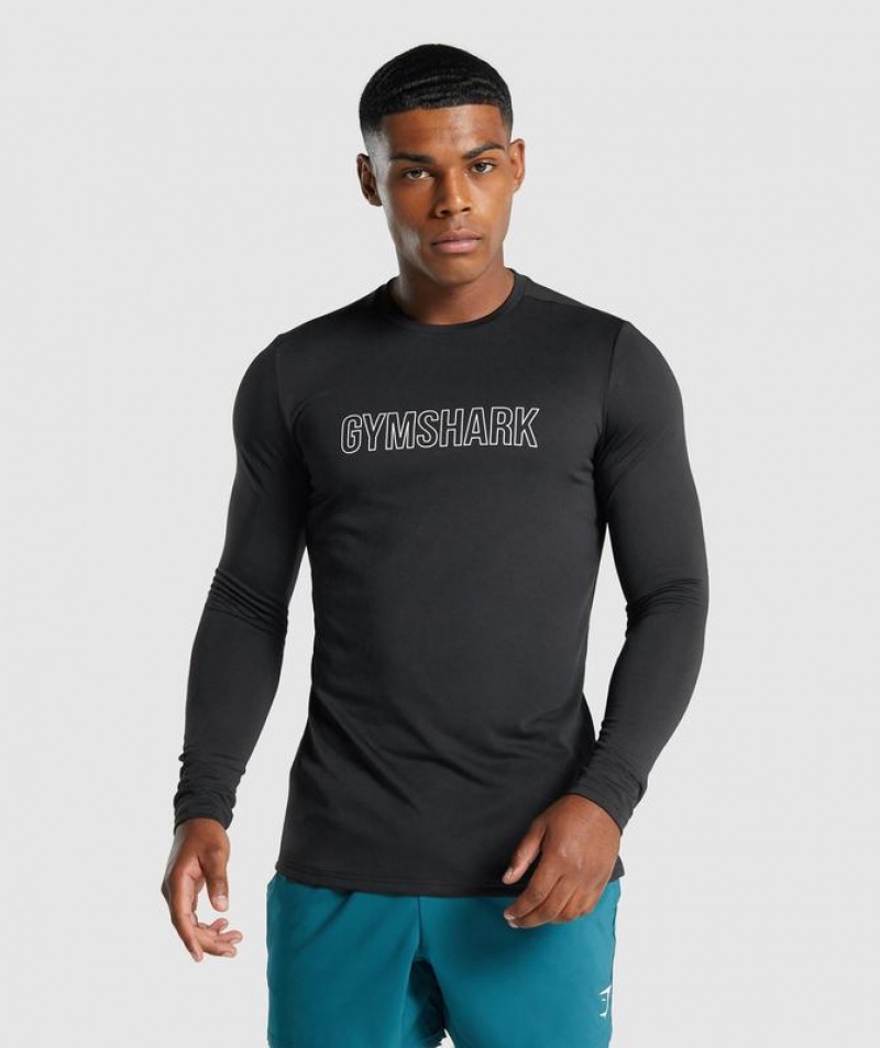 Long Sleeve Top Gymshark Arrival Long Sleeve Estampadas T-Shirt Negras | RBJTV2056