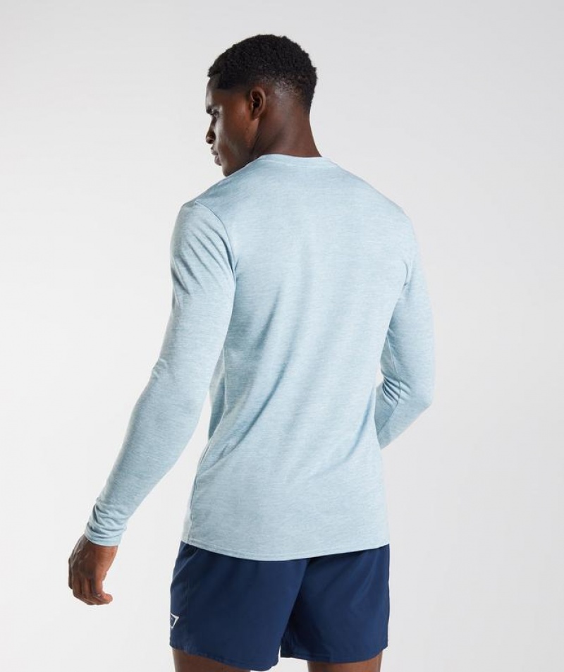 Long Sleeve Top Gymshark Arrival Marl Long Sleeve T-Shirt Azules | ULSPR4870