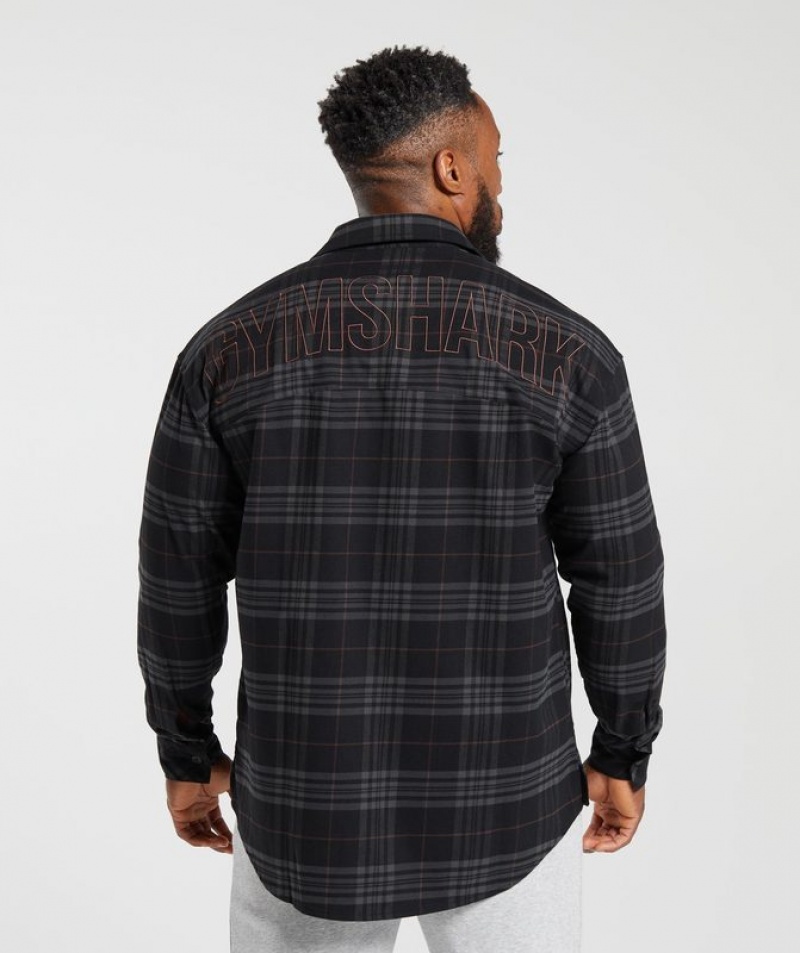 Long Sleeve Top Gymshark Check Shirt Negras | EVSCW8304