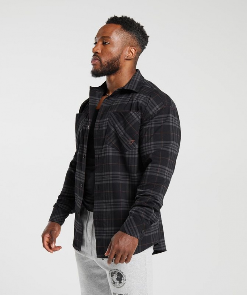 Long Sleeve Top Gymshark Check Shirt Negras | EVSCW8304