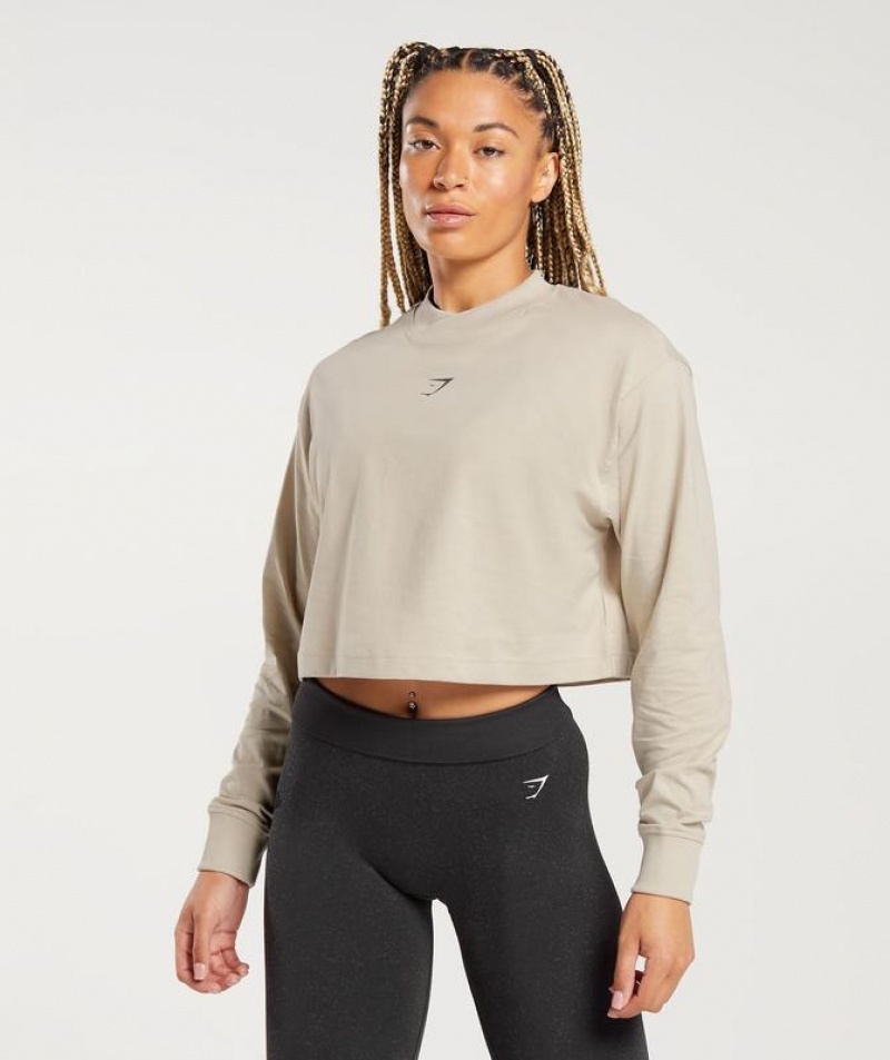 Long Sleeve Top Gymshark Committed To The Craft Long Sleeve Top Marrones | YQKWU1630