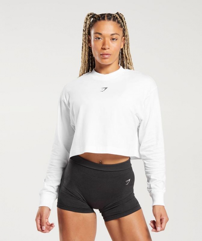 Long Sleeve Top Gymshark Committed To The Craft Long Sleeve Top Blancas | YSOFV6527