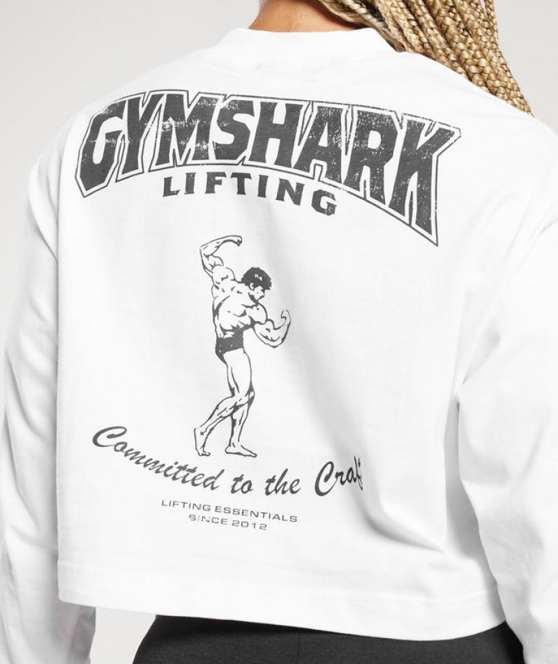 Long Sleeve Top Gymshark Committed To The Craft Long Sleeve Top Blancas | YSOFV6527