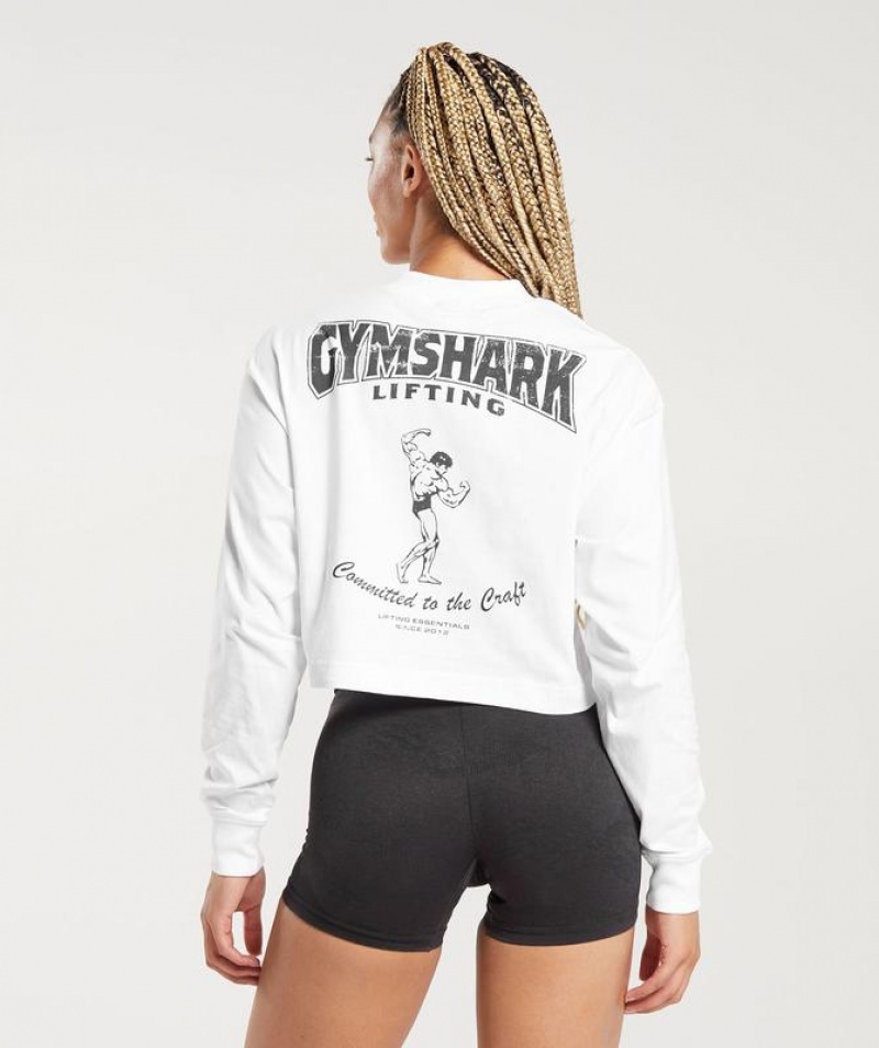 Long Sleeve Top Gymshark Committed To The Craft Long Sleeve Top Blancas | YSOFV6527