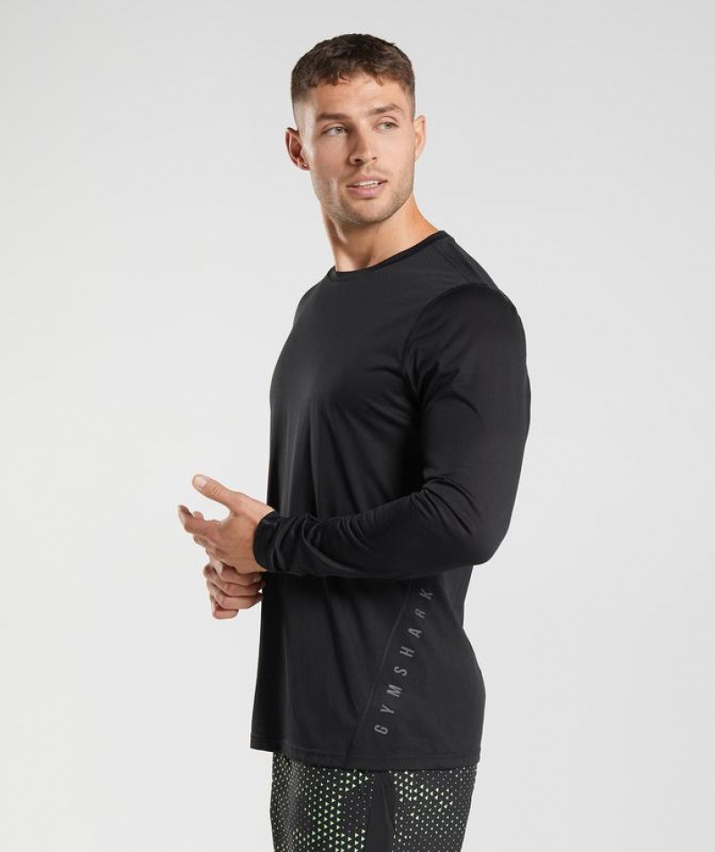 Long Sleeve Top Gymshark Deporte Long Sleeve T-Shirt Black/Black Marl | RUGCN6312