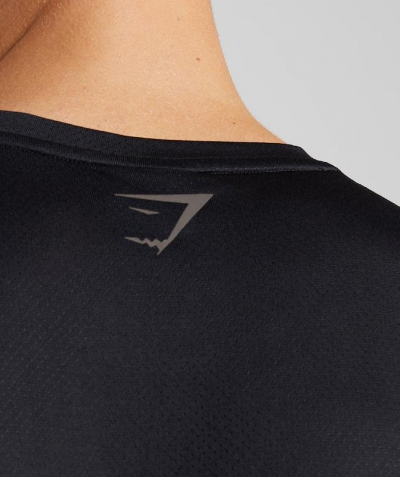 Long Sleeve Top Gymshark Deporte Long Sleeve T-Shirt Black/Black Marl | RUGCN6312