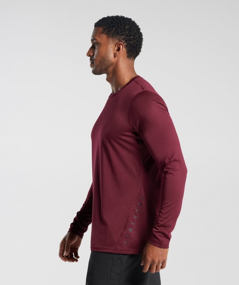 Long Sleeve Top Gymshark Deporte Long Sleeve T-Shirt Plum Pink/Black Marl | UMOZR2398