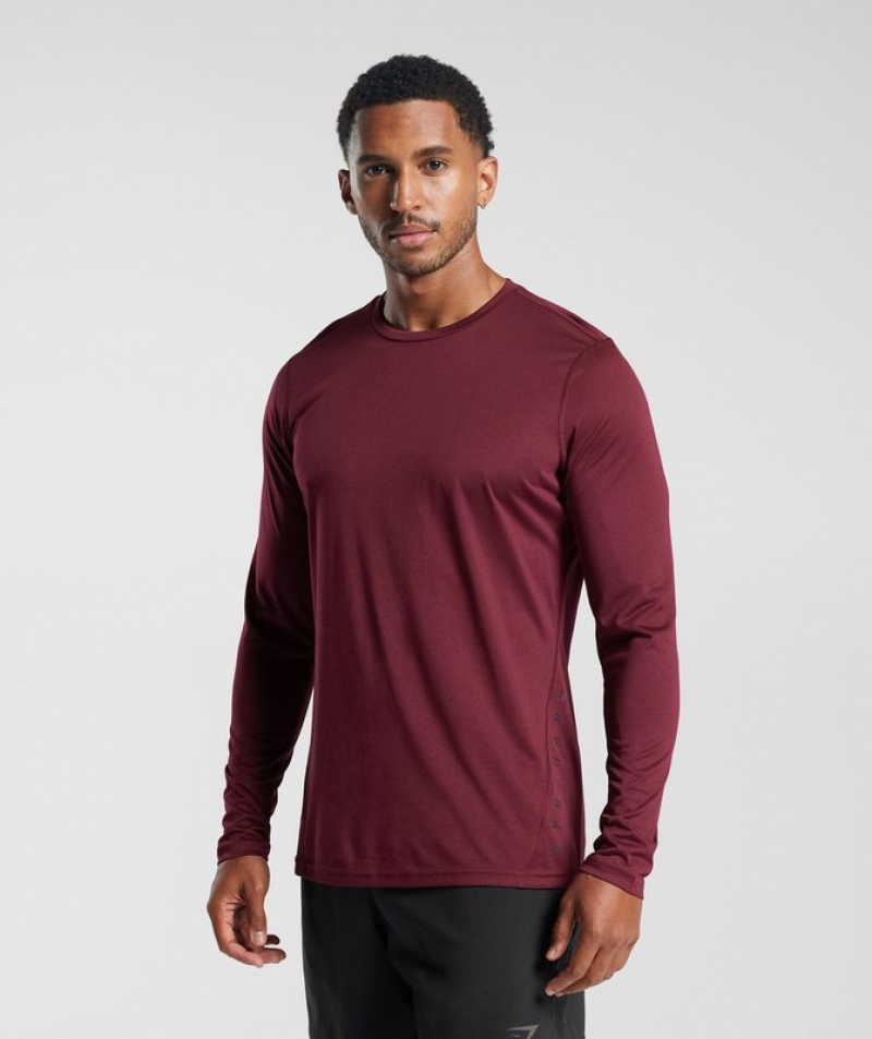 Long Sleeve Top Gymshark Deporte Long Sleeve T-Shirt Plum Pink/Black Marl | UMOZR2398