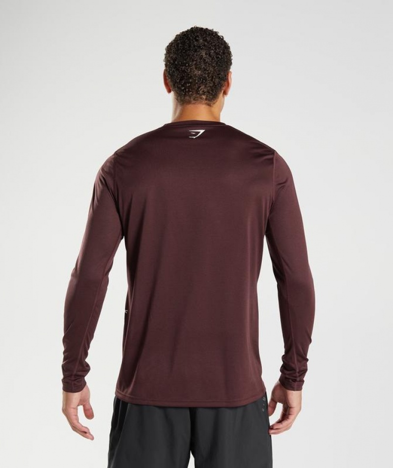 Long Sleeve Top Gymshark Deporte Long Sleeve T-Shirt Baked Maroon/Black Marl | XLVWU4875