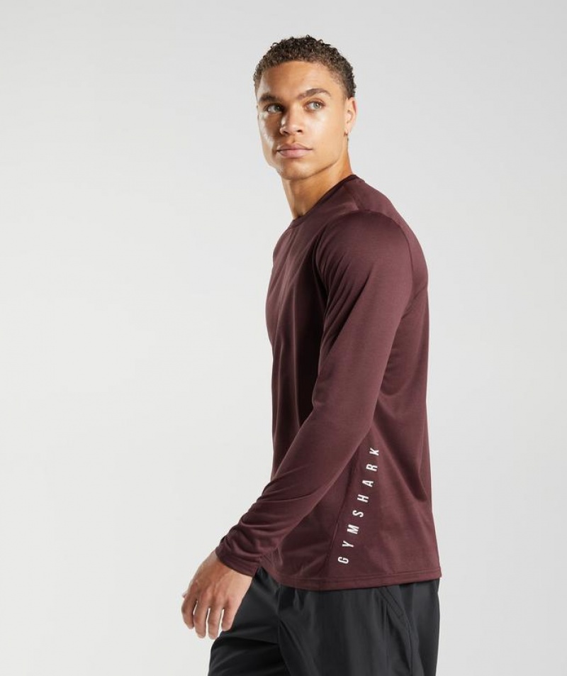 Long Sleeve Top Gymshark Deporte Long Sleeve T-Shirt Baked Maroon/Black Marl | XLVWU4875