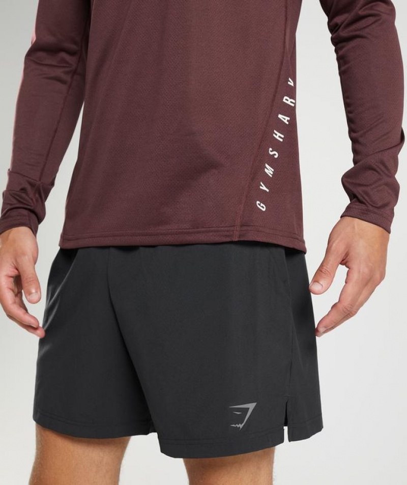 Long Sleeve Top Gymshark Deporte Long Sleeve T-Shirt Baked Maroon/Black Marl | XLVWU4875