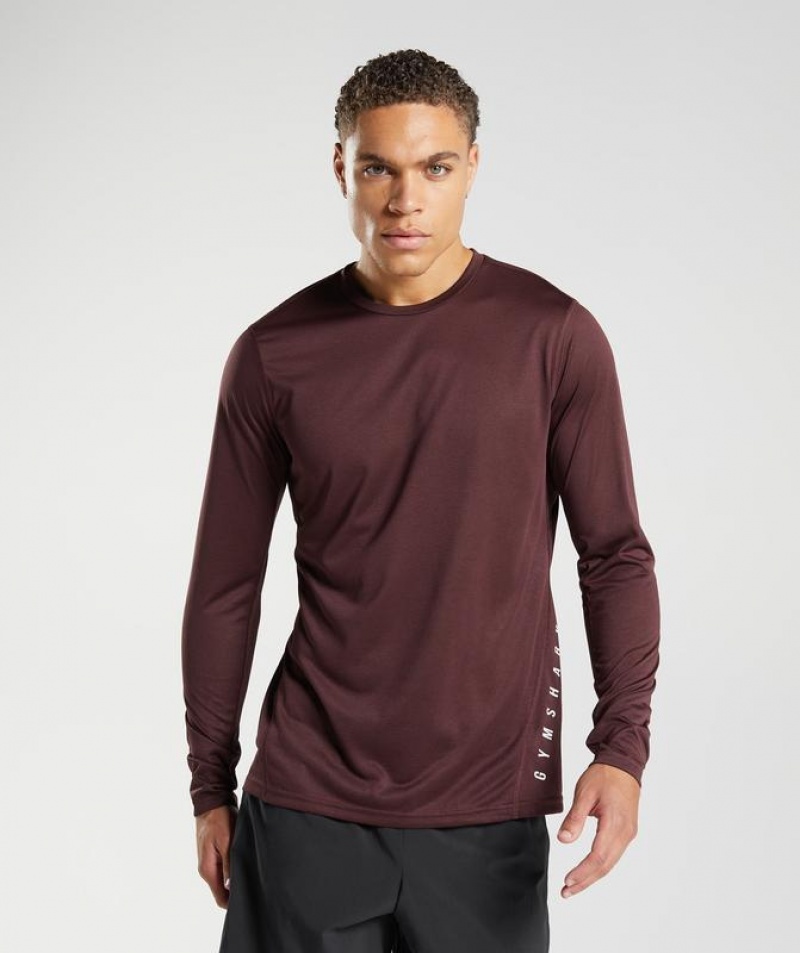 Long Sleeve Top Gymshark Deporte Long Sleeve T-Shirt Baked Maroon/Black Marl | XLVWU4875