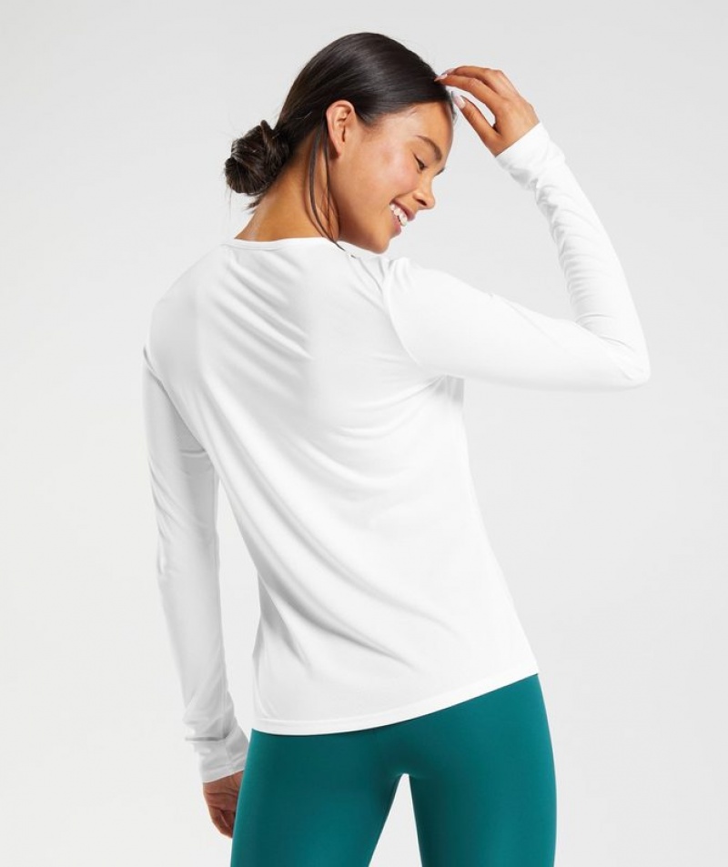 Long Sleeve Top Gymshark Entrenamiento Long Sleeve Top Blancas | WDOFU9073