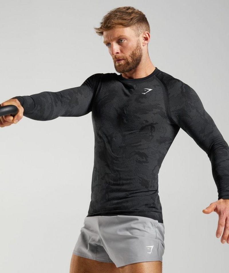 Long Sleeve Top Gymshark Geo Seamless Long Sleeve T-Shirt Gris | LQJIH0592