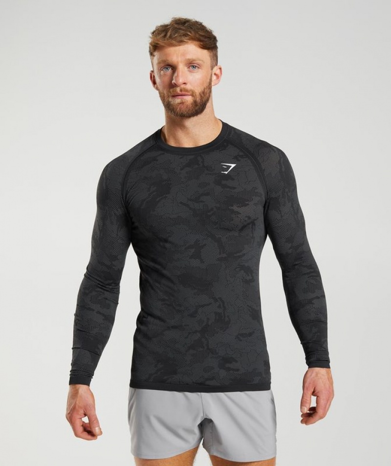 Long Sleeve Top Gymshark Geo Seamless Long Sleeve T-Shirt Gris | LQJIH0592