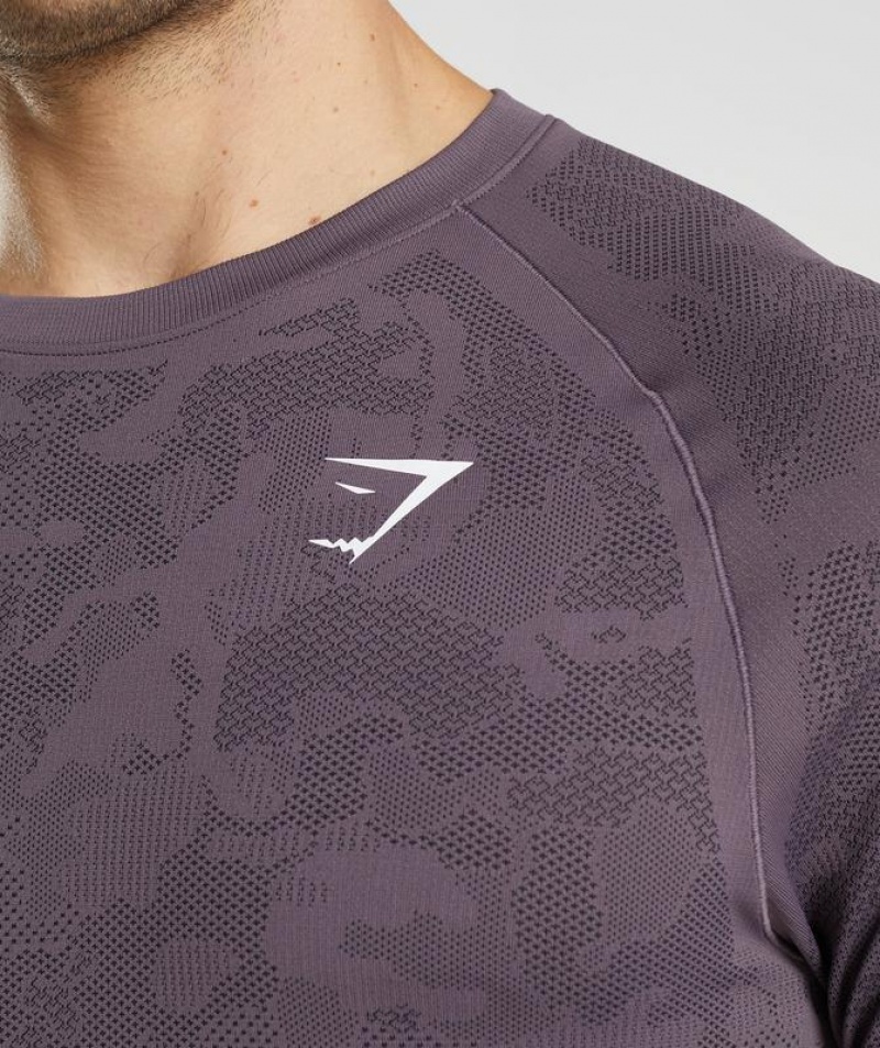 Long Sleeve Top Gymshark Geo Seamless Long Sleeve T-Shirt Musk Lilac/Black | DVNHK6513