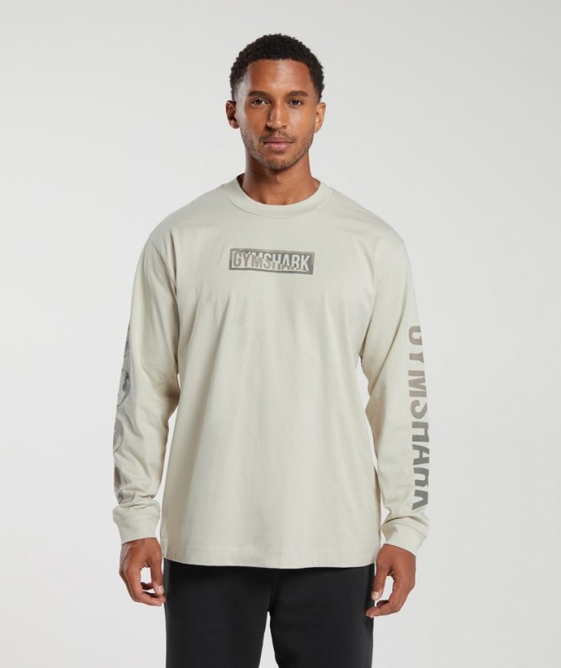 Long Sleeve Top Gymshark Global Estampadas Long Sleeve T-Shirt Gris | UTNIL4501