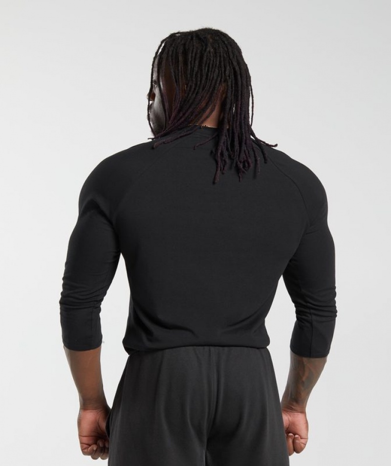 Long Sleeve Top Gymshark Legacy Henley Negras | OXBVT8795