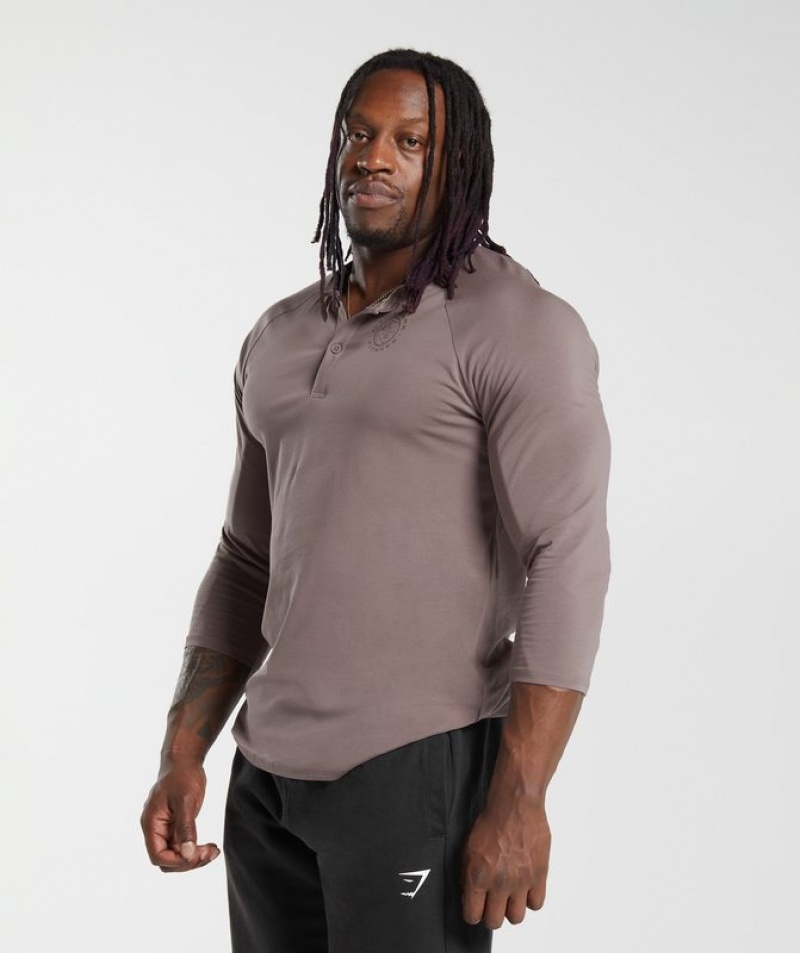 Long Sleeve Top Gymshark Legacy Henley Washed Mauve | ZITYB4953