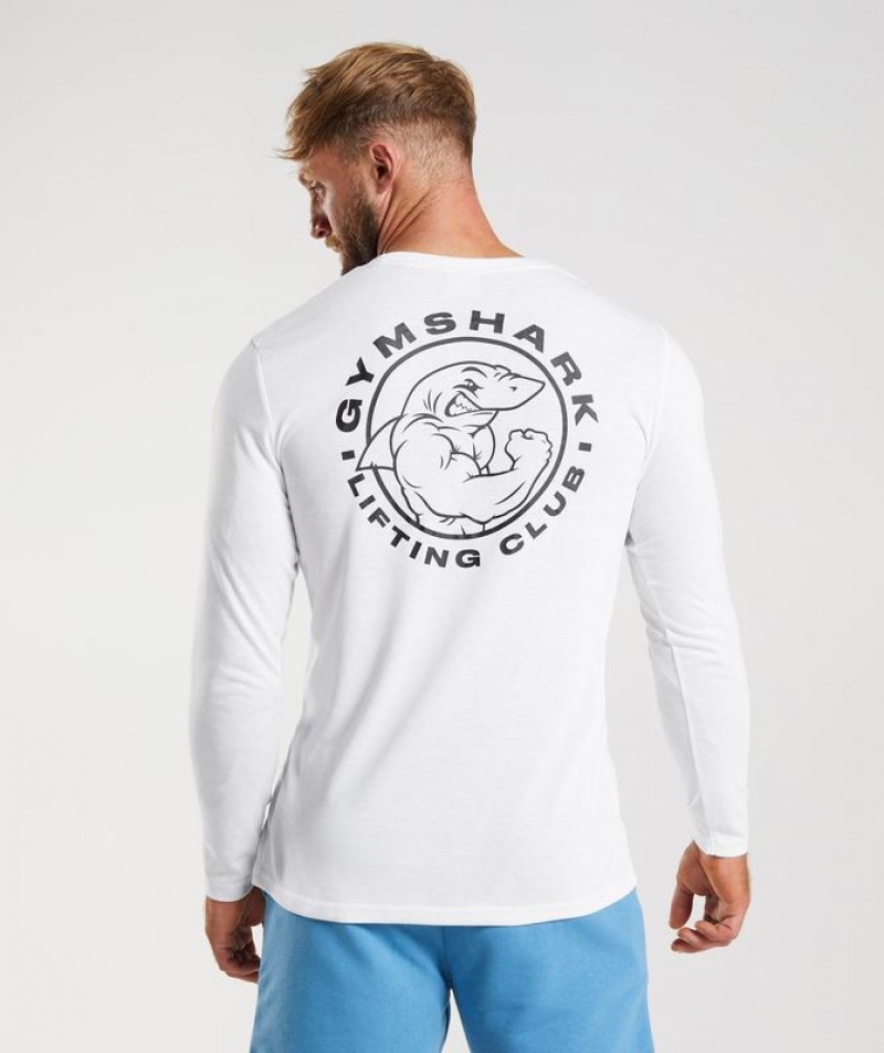 Long Sleeve Top Gymshark Legacy Long Sleeve T-Shirt Blancas | PVCZW3289