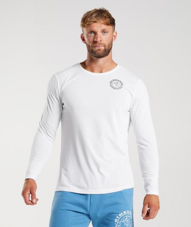 Long Sleeve Top Gymshark Legacy Long Sleeve T-Shirt Blancas | PVCZW3289