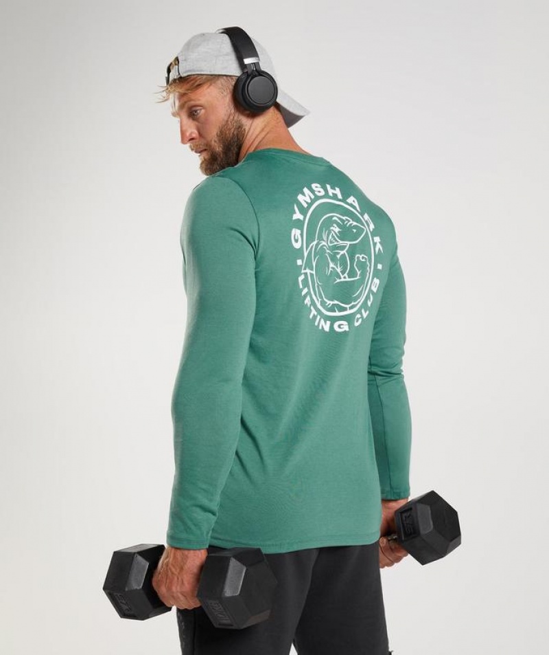 Long Sleeve Top Gymshark Legacy Long Sleeve T-Shirt Verde | ERFTL7156