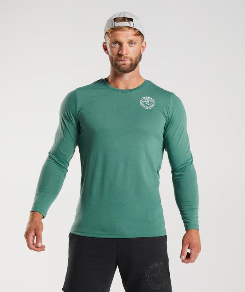 Long Sleeve Top Gymshark Legacy Long Sleeve T-Shirt Verde | ERFTL7156