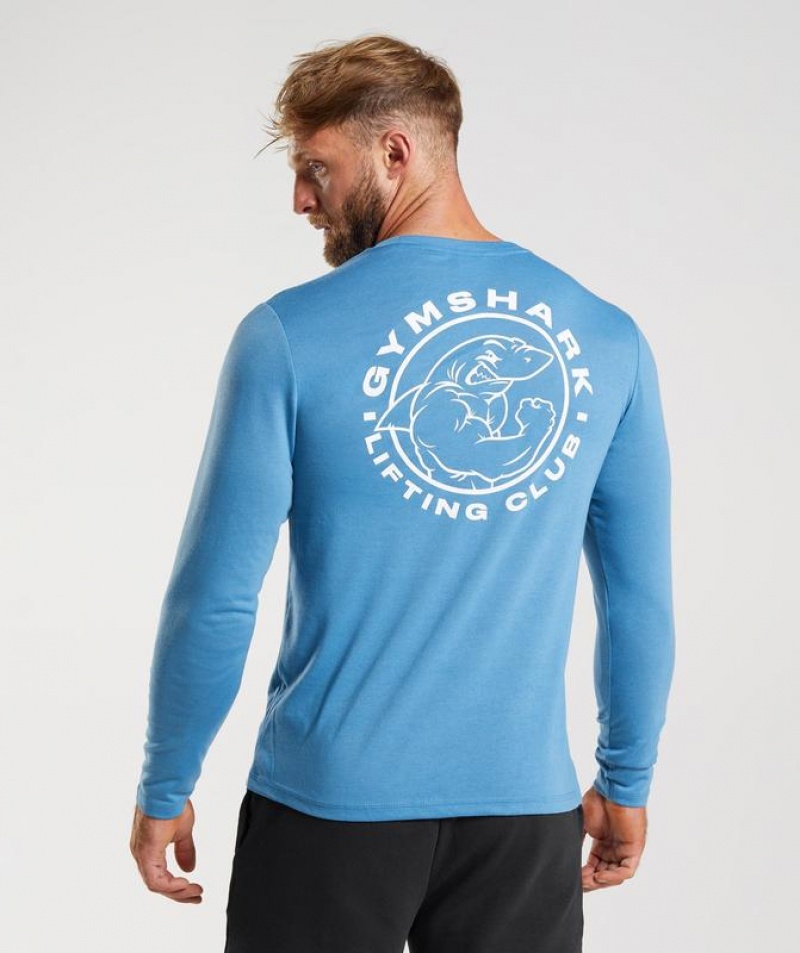 Long Sleeve Top Gymshark Legacy Long Sleeve T-Shirt Azules | KERYA6195