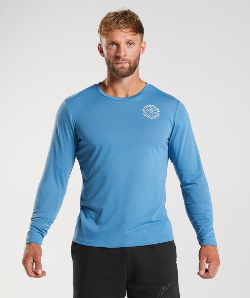 Long Sleeve Top Gymshark Legacy Long Sleeve T-Shirt Azules | KERYA6195