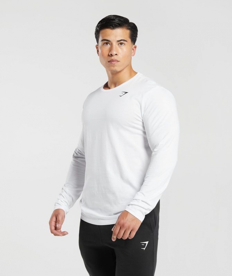 Long Sleeve Top Gymshark Lifting Club Long Sleeve T-Shirt Blancas | MPARB7165