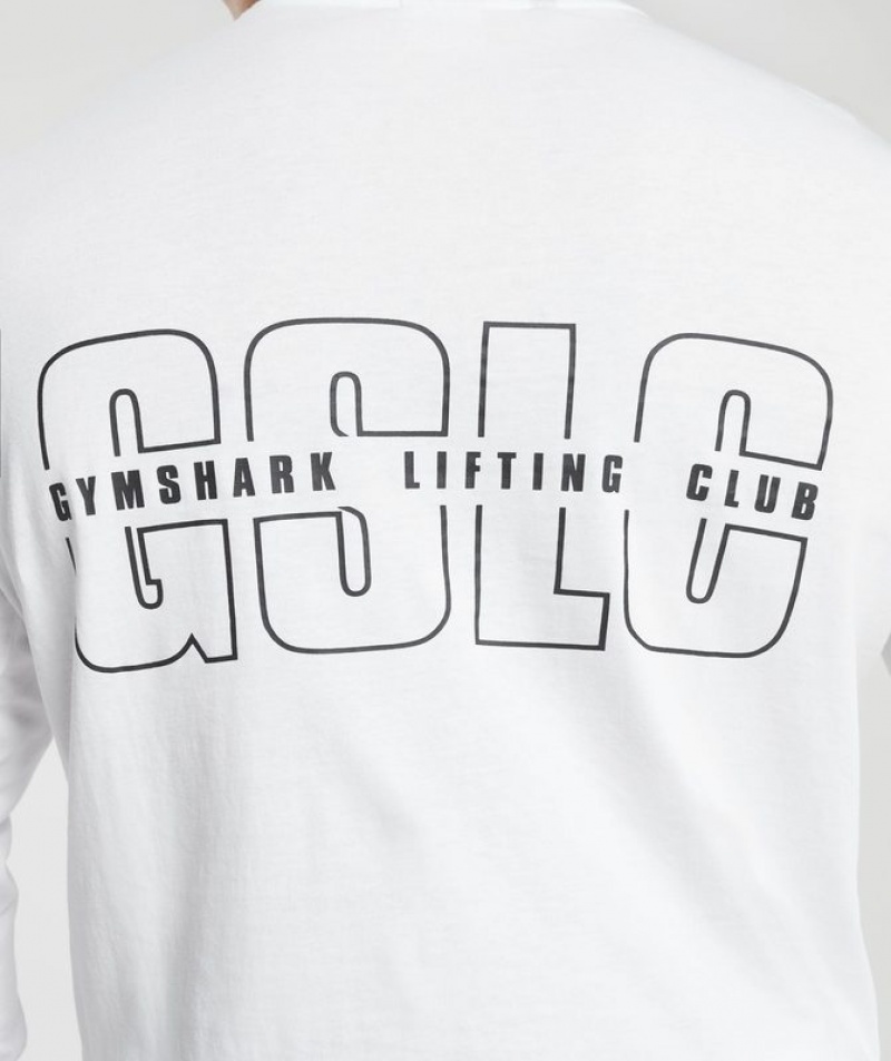 Long Sleeve Top Gymshark Lifting Club Long Sleeve T-Shirt Blancas | MPARB7165