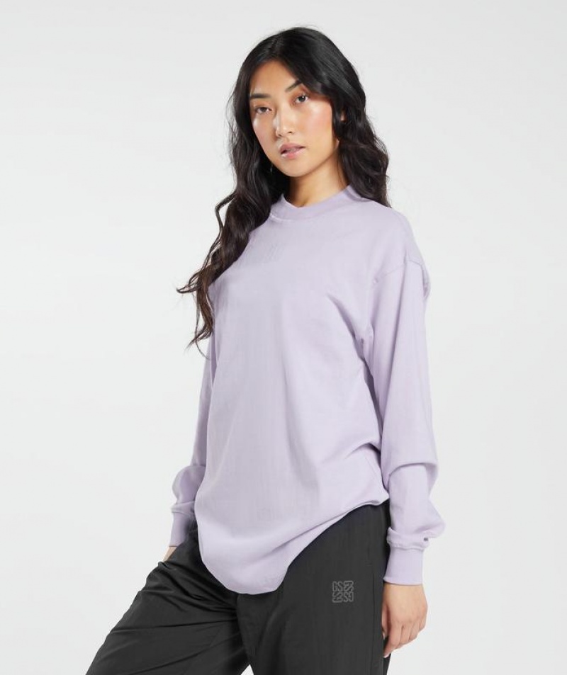 Long Sleeve Top Gymshark Monogram Oversized Long Sleeve Top Moradas | TEVHN8962