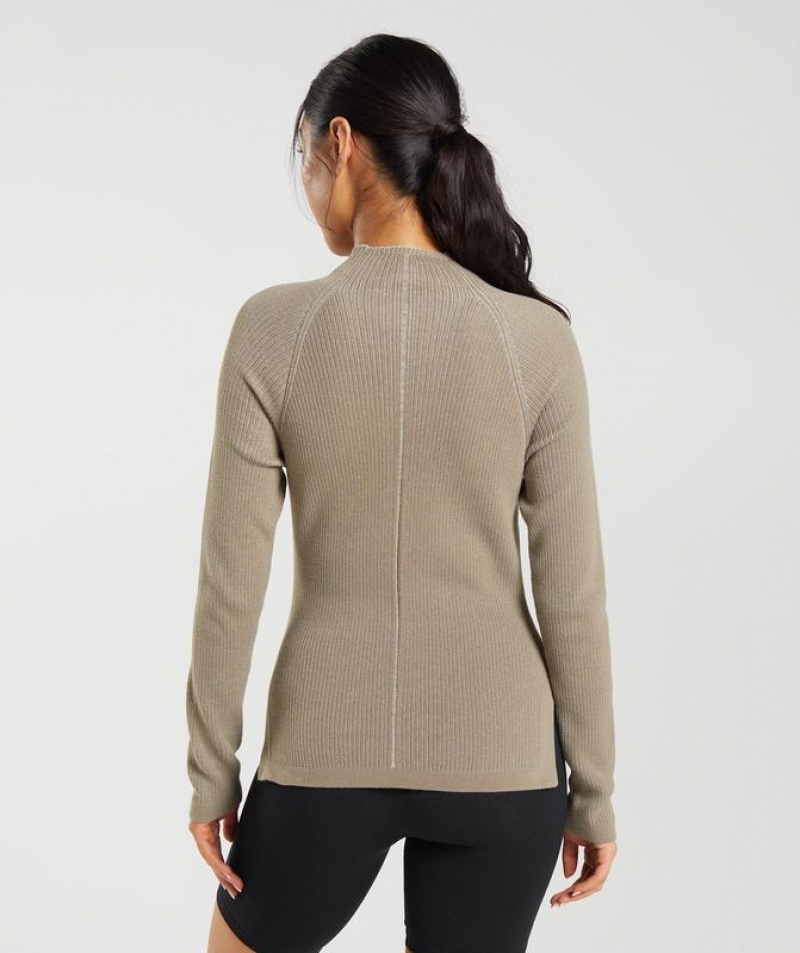 Long Sleeve Top Gymshark Pause Knitwear Long Sleeve Top Gris | XRANC0827