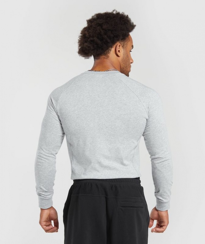 Long Sleeve Top Gymshark Rest Day Essentials Henley Gris Claro | ONUBK4592