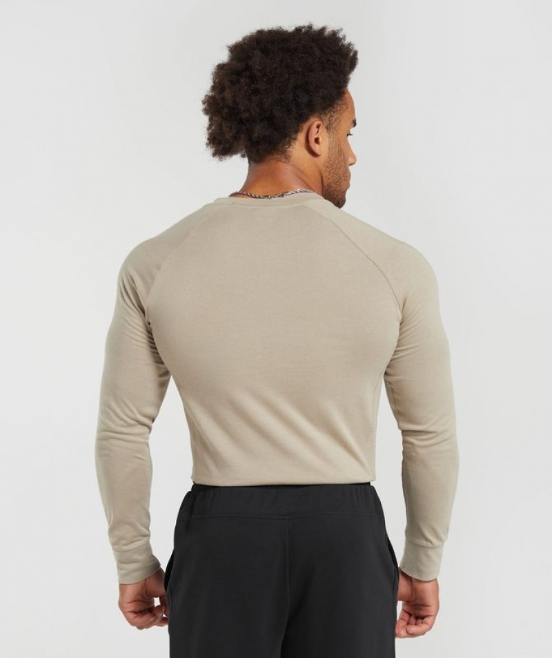 Long Sleeve Top Gymshark Rest Day Essentials Henley Marrones | IKRQE2461