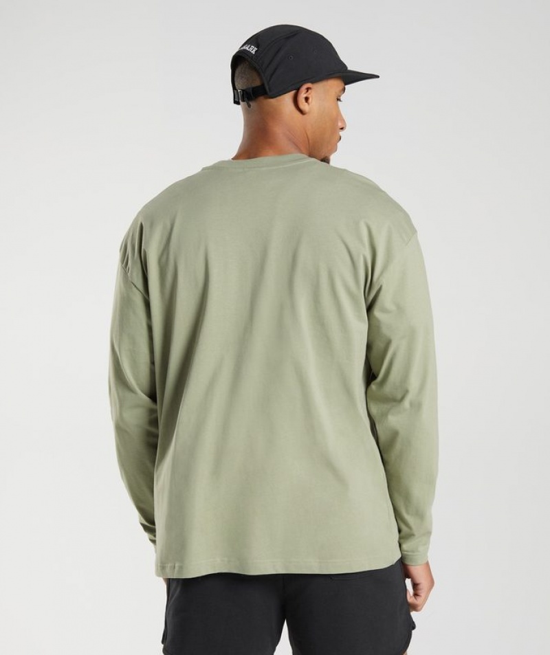 Long Sleeve Top Gymshark Rest Day Sweats Long Sleeve T-Shirt Verde | OFPDE0624