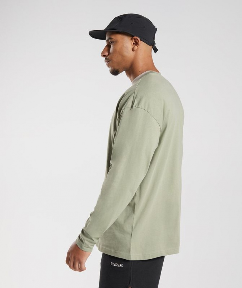 Long Sleeve Top Gymshark Rest Day Sweats Long Sleeve T-Shirt Verde | OFPDE0624