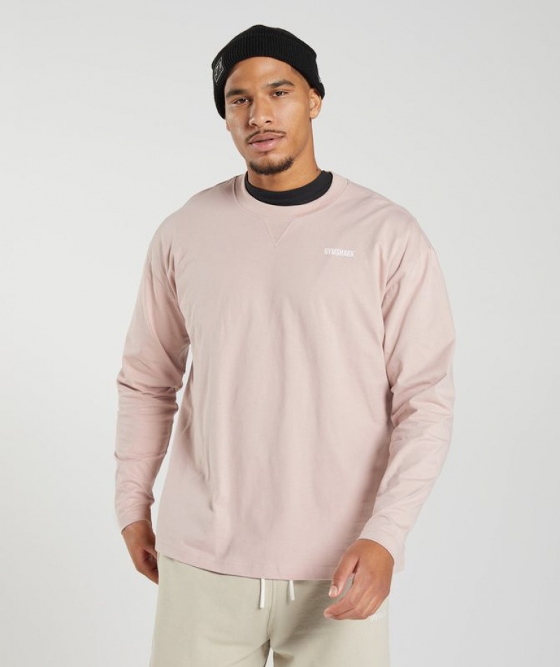 Long Sleeve Top Gymshark Rest Day Sweats Long Sleeve T-Shirt Dusty Taupe | HVPUO3190