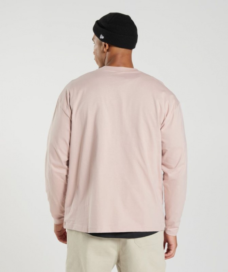 Long Sleeve Top Gymshark Rest Day Sweats Long Sleeve T-Shirt Dusty Taupe | HVPUO3190